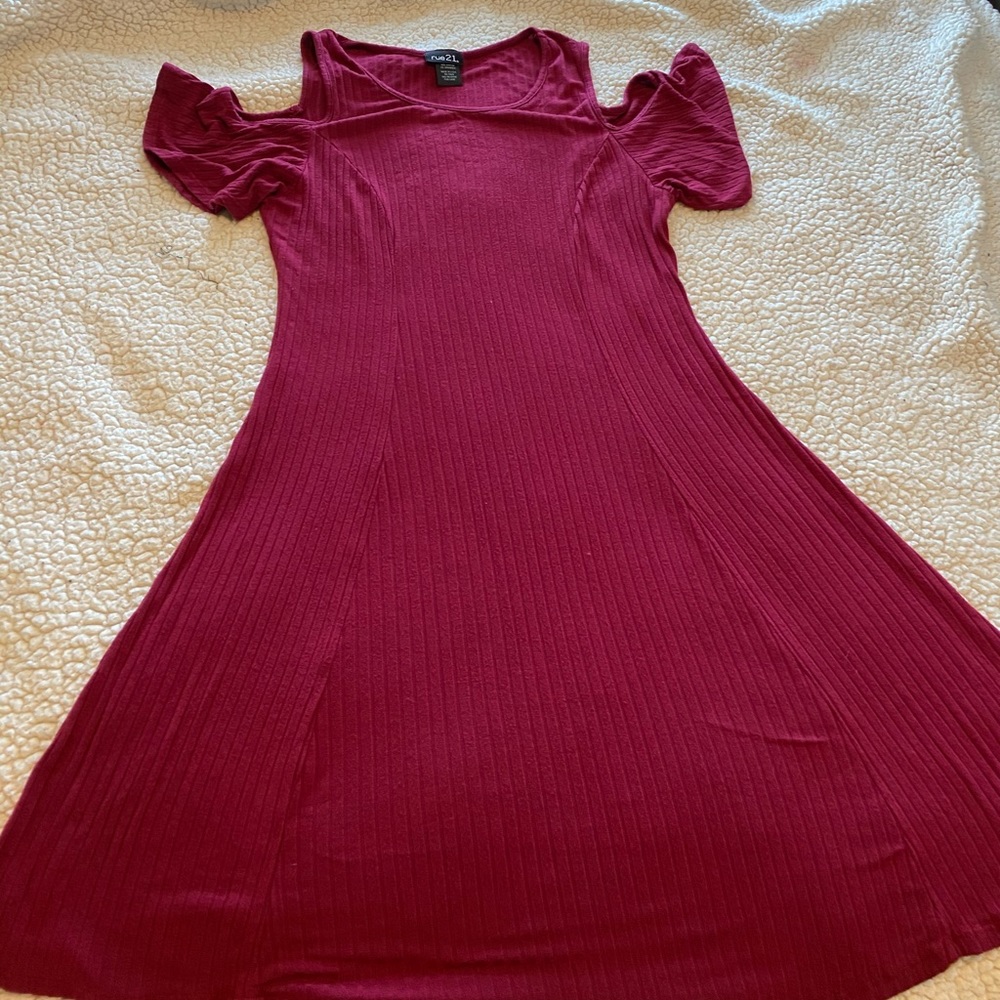 Cold Shoulder Red Summer Dress